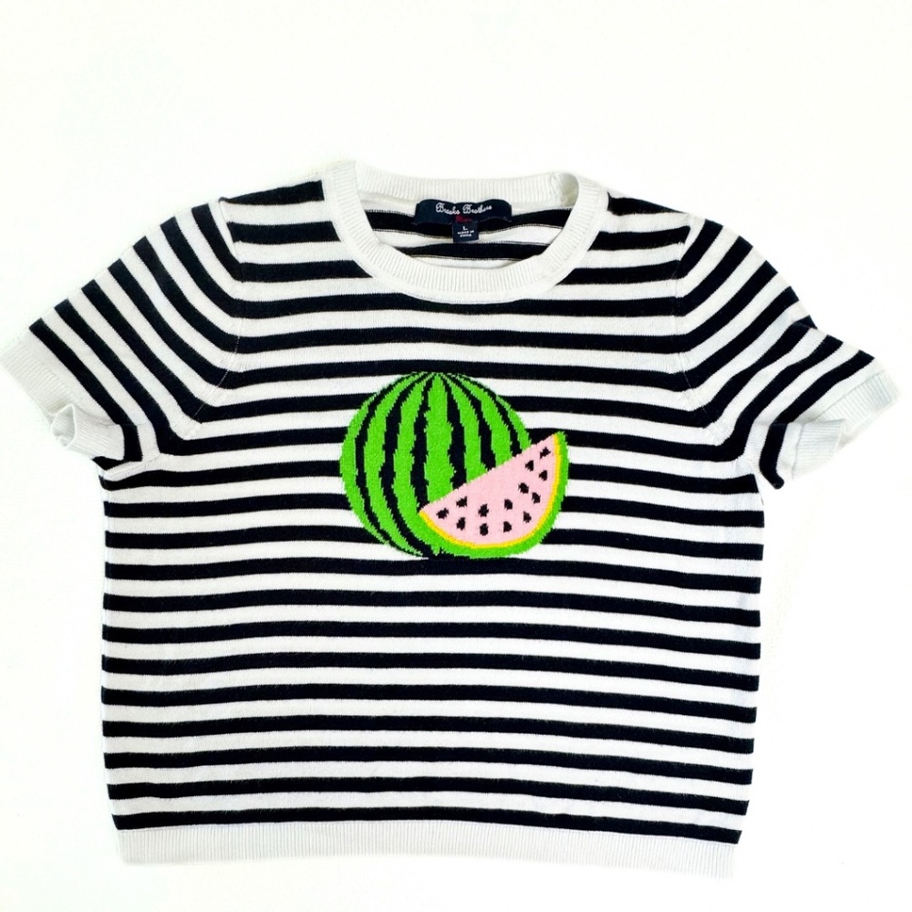 Brooks Brothers Girl Knit Top | Striped Watermelon Top | Size Youth L